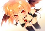 black_legwear blush demon_girl demon_wings looking_at_viewer orange_hair original pointy_ears red_eyes short_hair simple_background smile solo succubus tail thigh-highs thighhighs white_background wings zpolice