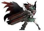  alternate_weapon armored_core_5 grind_blade highres huge_weapon long_hair mismatched_footwear naginami open_mouth reiuji_utsuho simple_background solo touhou weapon white_background wings 