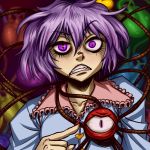  angry heart komeiji_satori purple_eyes purple_hair ragathol slit_pupils solo third_eye touhou violet_eyes 