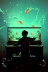  cat child cyril_rolando fish instrument original piano realistic solo water 