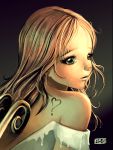  ? blonde_hair cyril_rolando green_eyes heart long_hair original question_mark solo tattoo 