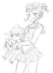  anger_vein bishoujo_senshi_sailor_moon carrying character_request cosplay crossdressinging gloves hakuryuu_(inazuma_eleven) inazuma_eleven inazuma_eleven_(series) inazuma_eleven_go male monochrome multiple_boys shuu_(inazuma_eleven) sketch tobi_(one) trap tsurugi_kyousuke 