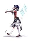  blood cercis chinese_clothes hat miyako_yoshika ofuda open_mouth outstretched_arms pointy_ears red_eyes short_hair short_sleeves solo star touhou translation_request walking white_background wide_sleeves zombie_pose 