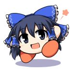  alternate_color blue_eyes blue_hair bow fusion hair_bow hair_tubes hakurei_reimu if_they_mated kirby kirby_(series) mochizuki_ado open_mouth player_2 short_hair smile solo touhou yukkuri_shiteitte_ne 