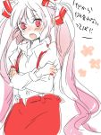  alternate_hairstyle blush crossed_arms fujiwara_no_mokou long_hair looking_at_viewer open_mouth red_eyes sketch solo touhou translation_request twintails very_long_hair zawameki 