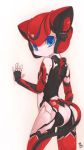  1girl android animal_ears artist_request blue_eyes cat_ears from_behind looking_back original robot_ears robot_joints solo tail visark 
