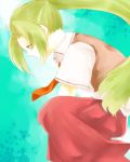  green_eyes green_hair higurashi_no_naku_koro_ni long_hair necktie nibo4 ponytail school_uniform skirt solo sonozaki_mion 