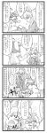  4koma =_= anger_vein animal_ears berutasu blush blush_stickers bunny_ears carrot comic cross first_aid_kit highres inaba_tewi long_hair long_sleeves medical_kit medkit monochrome multiple_girls necktie open_mouth puffy_sleeves rabbit_ears reisen_udongein_inaba short_hair short_sleeves skirt_grab sweatdrop tears thigh-highs thighhighs touhou translation_request very_long_hair 
