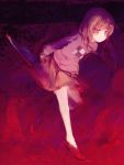  arms_behind_back artist_name bangs blood brown_eyes brown_hair colored_eyelashes dated empty_eyes expressionless highres knife leaning leaning_forward loafers madotsuki miniskirt namie-kun no_nose no_socks shoes short_hair skirt solo standing_on_one_leg weapon yume_nikki 