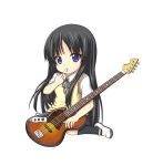 1girl akiyama_mio bass_guitar black_hair blue_eyes chibi guitar highres instrument k-on! kuena school_uniform solo 