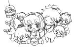  &gt;_&lt; 6+girls =_= ^_^ akou_roushi animal_ears baby baby_bottle blush blush_stickers bottle bucket cat_ears child closed_eyes eyeball eyes_closed fang hair_ribbon hairband hat horn hoshiguma_yuugi kaenbyou_rin kisume komeiji_koishi komeiji_satori kurodani_yamame mizuhashi_parsee monochrome mouth_hold multiple_girls o_o open_mouth pacifier reiuji_utsuho ribbon short_hair sleeping smile subterranean_animism thigh-highs thighhighs touhou young 