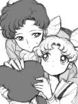  1girl bishoujo_senshi_sailor_moon chibi_usa child close-up crayon65 heart looking_up monochrome seiya_kou 