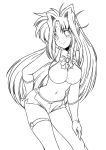  45acp breasts highres lindy_harlaown lineart long_hair looking_at_viewer lyrical_nanoha monochrome smile solo very_long_hair 