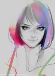  color colorful eyeshadow face grey_background looking_at_viewer makeup monochrome original realistic simple_background solo takenaka watermark 