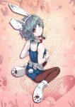  animal_ears apron ass back braid brown_legwear bunny_ears bunny_tail fake_animal_ears hair_ribbon hairband hands_on_own_chest highres izayoi_sakuya jakku looking_at_viewer pantyhose pantyhose_under_swimsuit paws rabbit_ears red_eyes ribbon school_swimsuit short_hair silver_hair sitting solo swimsuit tail tears touhou turning twin_braids waist_apron wariza wavy_mouth zoom_layer 