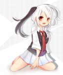 1girl absol multicolored_hair necktie personification pokemon red_eyes solo tosura-ayato two-tone_hair white_hair 