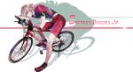  barnaby_brooks_jr bicycle bicycle_shorts bike_shorts blonde_hair character_name emupi glasses highres male shoes sneakers solo t-shirt tiger_&amp;_bunny 