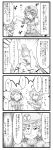  2girls 4koma berutasu blet bottle chinese_clothes closed_eyes comic eyes_closed hair_rings hair_stick hat heart highres kaku_seiga miyako_yoshika monochrome multiple_girls ofuda open_mouth outstretched_arms puffy_sleeves saliva short_hair short_sleeves sweatdrop touhou translation_request trembling zombie_pose 