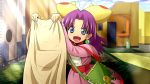  :d anime_coloring bag blue_eyes child cloth earrings grandia grandia_i jewelry looking_at_viewer open_mouth purple_hair reki_48 smile solo sue 
