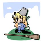  animal_ears bandage bandages blonde_hair broom bucket cat_ears cat_tail chibi glasses luu pantyhose perrine_h_clostermann solo strike_witches tail 