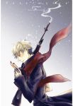  archer community666 fate/extra fate_(series) gun male paper reading red_eyes rifle scarf sniper_rifle solo title_drop trench_coat watermark weapon web_address white_hair 