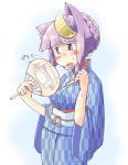  animal_ears arnest cat_ears fan fanning_self hot japanese_clothes kemonomimi_mode kimono paper_fan patchouli_knowledge purple_eyes purple_hair remilia_scarlet short_hair solo sweat sweating touhou uchiwa violet_eyes yagasuri yukkuri_shiteitte_ne 