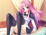  cape highres long_hair louise_francoise_le_blanc_de_la_valliere ochinsama pink_eyes pink_hair school_uniform solo thigh-highs thighhighs zero_no_tsukaima 