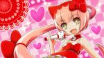  animal_hat bow brown_eyes cameo cat_hat hair_bow hat hello_kitty hello_kitty_to_issho! kihiro_fujiwa long_hair microphone nekomura_iroha open_mouth oshawott pink_hair pinky_out pokemon singing smile solo sparkle vocaloid 