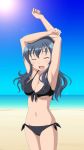  armpits beach bikini blush breasts cleavage closed_eyes cloud clouds front-tie_top highres lens_flare long_hair makishima_saori navel open_mouth ore_no_imouto_ga_konna_ni_kawaii_wake_ga_nai sand side-tie_bikini side-tie_bottom sky smile smile_(rz) solo sun sunbeam sunlight swimsuit underboob 