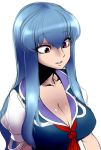  blue_hair breasts bust cleavage face kamishirasawa_keine long_hair red_eyes solo space_jin spacezin touhou 