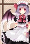  alternate_costume apron bad_id bat_wings blue_hair blush bow enmaided frills hair_ribbon jewelry maid maid_headdress puffy_sleeves red_eyes remilia_scarlet ribbon short_hair short_sleeves smile solo touhou wings wrist_cuffs 