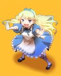  alice_(wonderland) alice_(wonderland)_(cosplay) alice_in_wonderland apron blonde_hair blue_eyes cosplay crossdressinging hairband kuma_(persona_4) long_hair male mary_janes pantyhose persona persona_4 ribbon rickert_kai shoes solo trap very_long_hair 