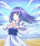  absurdres aoki_reika blue_eyes blue_hair dress hands_together highres long_hair precure smile smile_precure! solo 