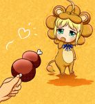  animal_costume blonde_hair boned_meat chibi fate/stay_night fate/tiger_colosseum fate_(series) food green_eyes highres king472296083 lion_costume meat niji_(pixiv2394537) saber saber_lion tears 