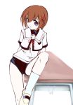  brown_hair buruma jason_(kaiten_kussaku_kikou) lyrical_nanoha mahou_shoujo_lyrical_nanoha mahou_shoujo_lyrical_nanoha_a&#039;s mahou_shoujo_lyrical_nanoha_a's short_hair simple_background smile solo white_background yagami_hayate 