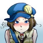  blue_eyes blush brown_hair bust cabbie_hat choker hat lock marie_(persona_4) necktie persona persona_4 persona_4_the_golden pout short_hair solo t0kiwa 