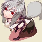  animal_ears from_above icf inubashiri_momiji looking_at_viewer looking_up mazuka_kei no_hat no_headwear red_eyes rough short_hair silver_hair solo tail touhou wolf_ears wolf_tail 