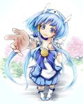  aoki_reika bangs blue_dress blue_eyes blue_hair boots choker cure_beauty dress from_above hair_tubes head_wings long_hair magical_girl outstretched_arm payot precure skirt smile_precure! solo tatami_(loop) tiara very_long_hair wrist_cuffs 