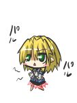  blonde_hair blush_stickers gomasamune green_eyes long_sleeves mizuhashi_parsee open_mouth paru_paru pointy_ears short_hair solo touhou white_background 