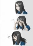  !? alice:_madness_returns alice_(wonderland) alice_in_wonderland american_mcgee&#039;s_alice angry black_hair ceramic_man daakuman dress eye_rub female green_eyes long_hair open_mouth rubbing_eyes shocked solo surprised sweatdrop 