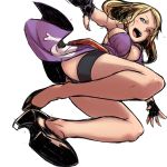  bakuya blonde_hair bonne_jenet fatal_fury fingerless_gloves gloves high_heels highres king_of_fighters legs long_hair mark_of_the_wolves open_mouth shoes snk solo white_background 