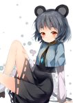  animal_ears arm_support blush capelet gomibox2021 grey_hair jewelry legs light_smile long_sleeves looking_at_viewer mouse_ears mouse_tail nazrin pendant red_eyes short_hair simple_background sitting skirt socks solo tail thighs touhou white_background 
