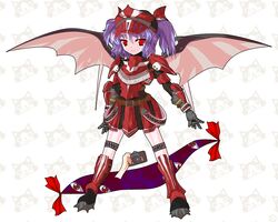  alphes_(style) alternate_hairstyle alternate_headwear armor bat_wings bow camera cosplay felyne gap gauntlets hat hermitaur_(armor) kaoru_(gensou_yuugen-an) monster_hunter multiple_girls parody purple_hair red_eyes remilia_scarlet shameimaru_aya smile style_parody touhou twintails wings yakumo_yukari 