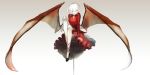  bat_wings dress gradient gradient_background high_heels highres kosnos remilia_scarlet shoes short_hair simple_background sitting solo touhou white_hair wings 