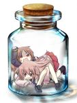  atarashi_ako brown_hair cork in_container jar jiang-ge multiple_girls red_eyes saki saki_achiga-hen school_uniform sleeves_past_wrists sweatdrop takakamo_shizuno 