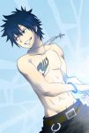  black_hair chain chains fairy_tail gray_fullbuster grin highres kingyo_(984) male shirtless smile solo tattoo 
