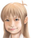  1girl blue_eyes child dotechin hakase_(nichijou) lips long_hair nichijou orange_hair portrait professor_shinonome realistic smile solo 