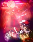  blonde_hair crystal firefly flandre_scarlet highres looking_back moonlight pink pointing red red_eyes slit_pupils slnc&#039;re495 slnc're495 solo touhou wings 