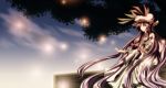  bow hair_bow hat long_hair long_sleeves open_mouth patchouli_knowledge pink_eyes purple_hair rouge16 solo sparkle standing touhou tree very_long_hair wide_sleeves 