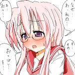  blush glasses lowres lucky_star oekaki pink_hair school_uniform serafuku takara_miyuki take_(shokumu-taiman) translation_request 